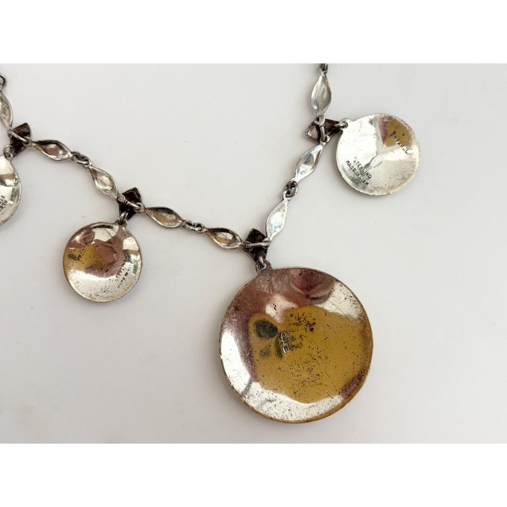 Rare Siam Sterling Silver White Multi-Figure Thai Made 30's 925 Vintage Necklace - Picture 11 of 16